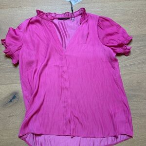 T Tahari Pink Ruffle Sleeve Top